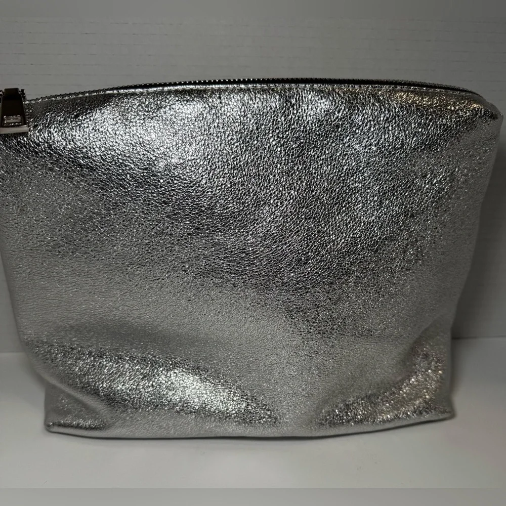 Margo Paige metallic silver make up bag